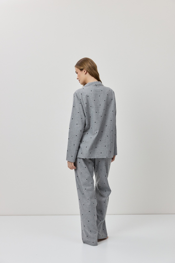 Pyjama long dame boutonné ARUELLE "Harriet" - Grey