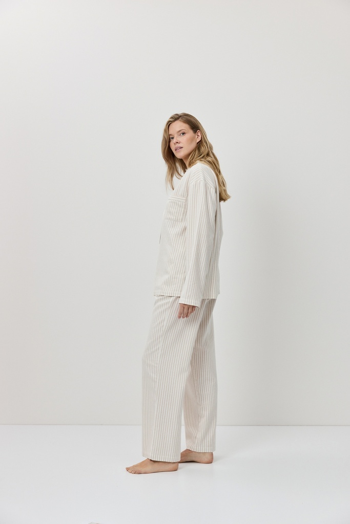 Pyjama long dame boutonné ARUELLE "Aven" - Beige