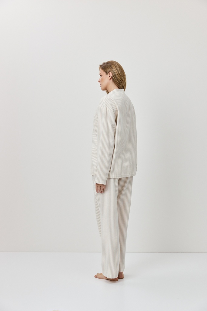 Pyjama long dame boutonné ARUELLE "Aven" - Beige