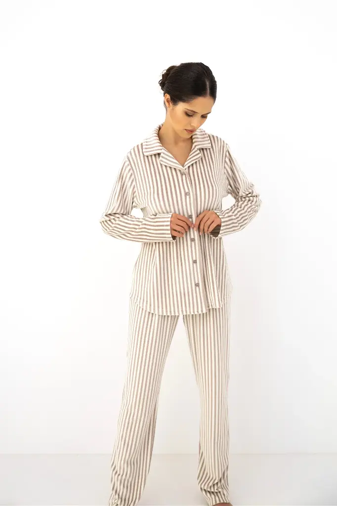 Pyjama dame long boutonné SENSIS "Avelin" 12S7008