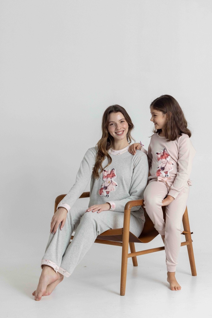 Pyjama long enfant MIRA "Renardeau" 8575KW - Gris 09