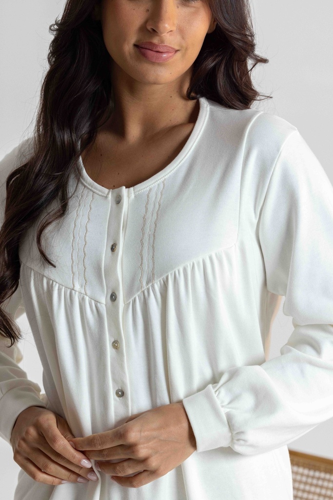 Chemise de nuit longue dame avec patte de boutonnage MIRA 3367MW - Bleu ciel 03
