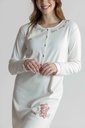 Chemise de nuit courte dame avec patte de boutonnage MIRA 3349MW - Ecru 09