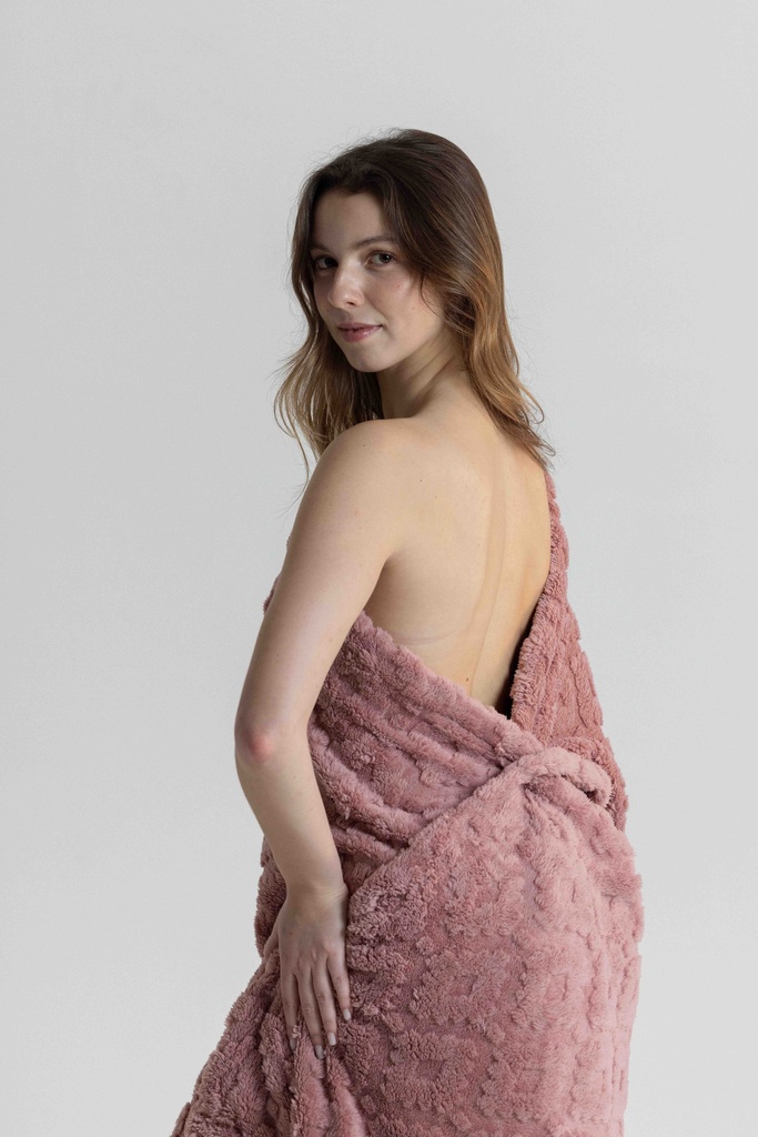 Couverture plaid douce et chaude MIRA 7062MW - Vieux Rose 02