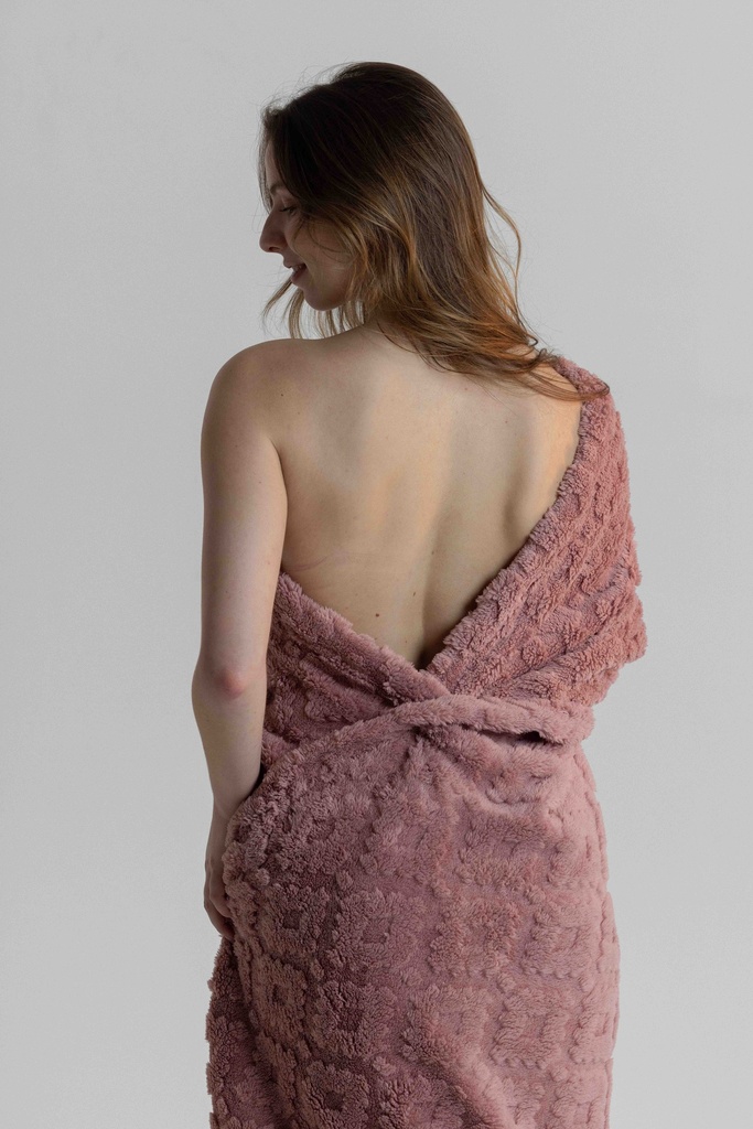 Couverture plaid douce et chaude MIRA 7062MW - Vieux Rose 02