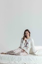 Pyjama long et doux dame "Agneau" MIRA 8566MW - Ecru 07