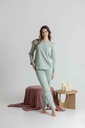 Pyjama long et doux dame avec patte de boutonnage MIRA 8551MW - Bleu Ciel 03