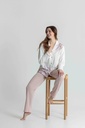 Pyjama long et doux avec boutons dame MIRA 8567MW - Ecru et rose 02