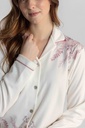 Pyjama long et doux avec boutons dame MIRA 8567MW - Ecru et rose 02