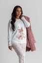 Pyjama long et doux dame MIRA "Renardeau" 8560MW - Ecru et rose 02