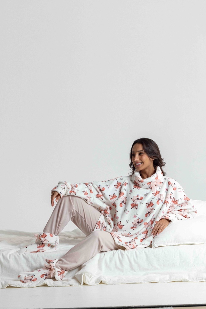 Poncho doux dame MIRA "Renardeau" 7066MW - Ecru 08