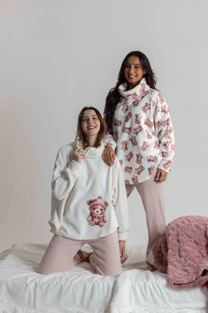 Poncho doux dame MIRA "Teddy Bear" 7066MW - Ecru 02