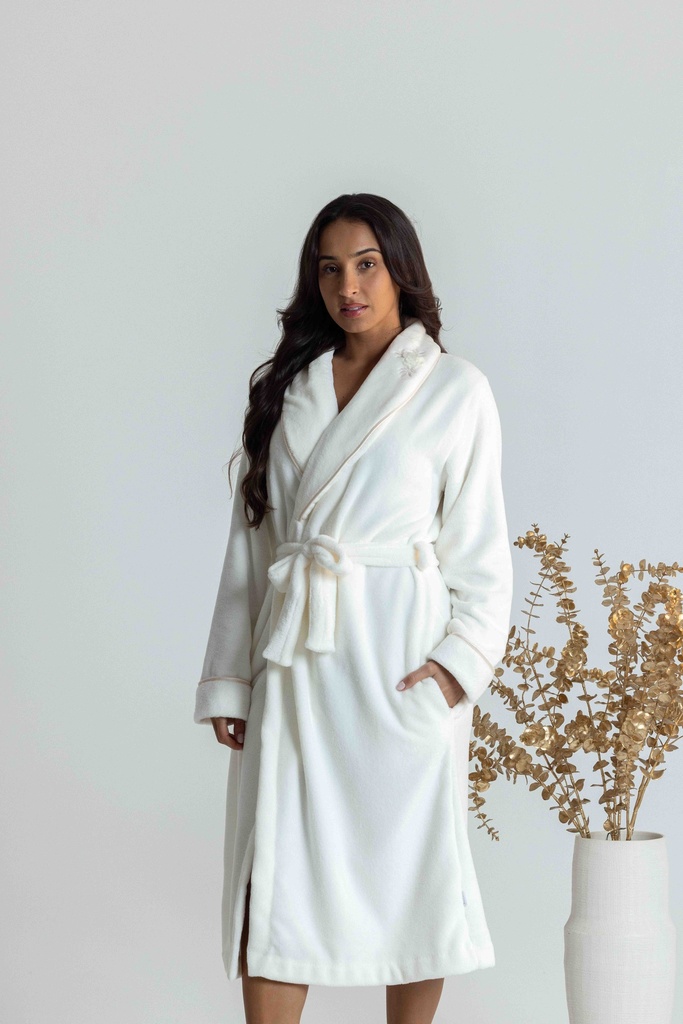 Peignoir long et doux dame MIRA 9141MW - Ecru 09