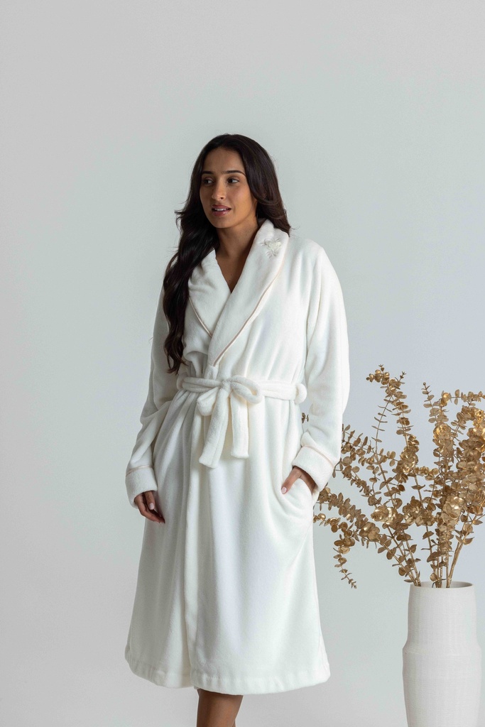 Peignoir long et doux dame MIRA 9141MW - Ecru 09