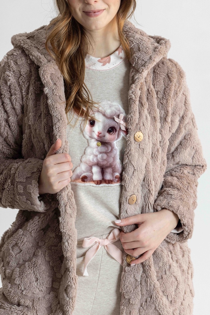 Peignoir long et doux dame MIRA 9140MW - Taupe 07