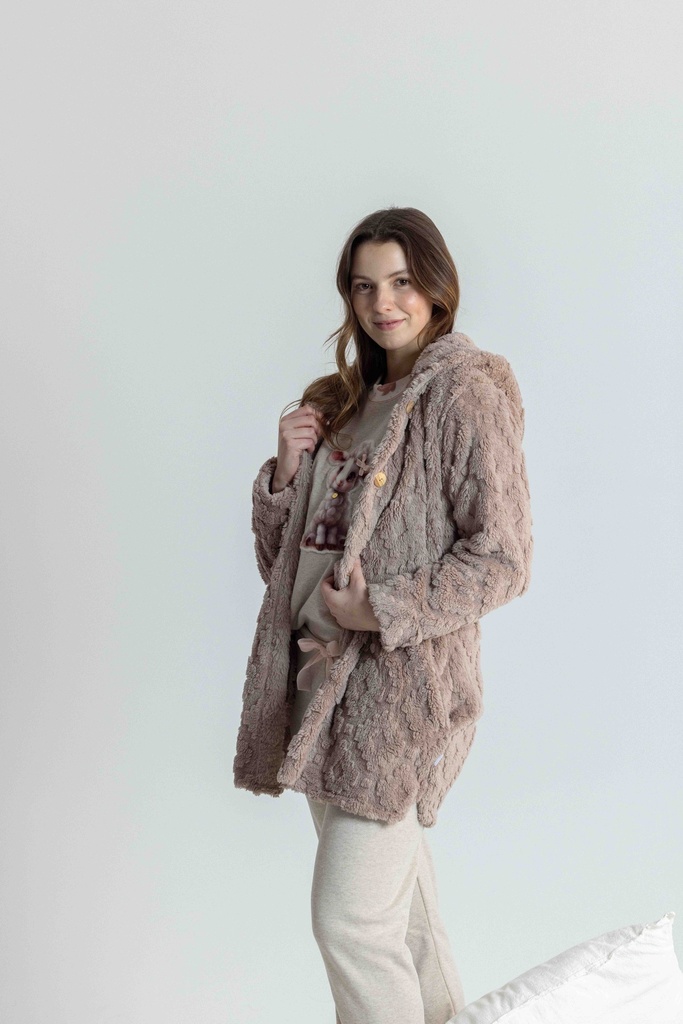 Peignoir long et doux dame MIRA 9140MW - Taupe 07