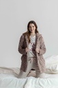Peignoir long et doux dame MIRA 9140MW - Taupe 07