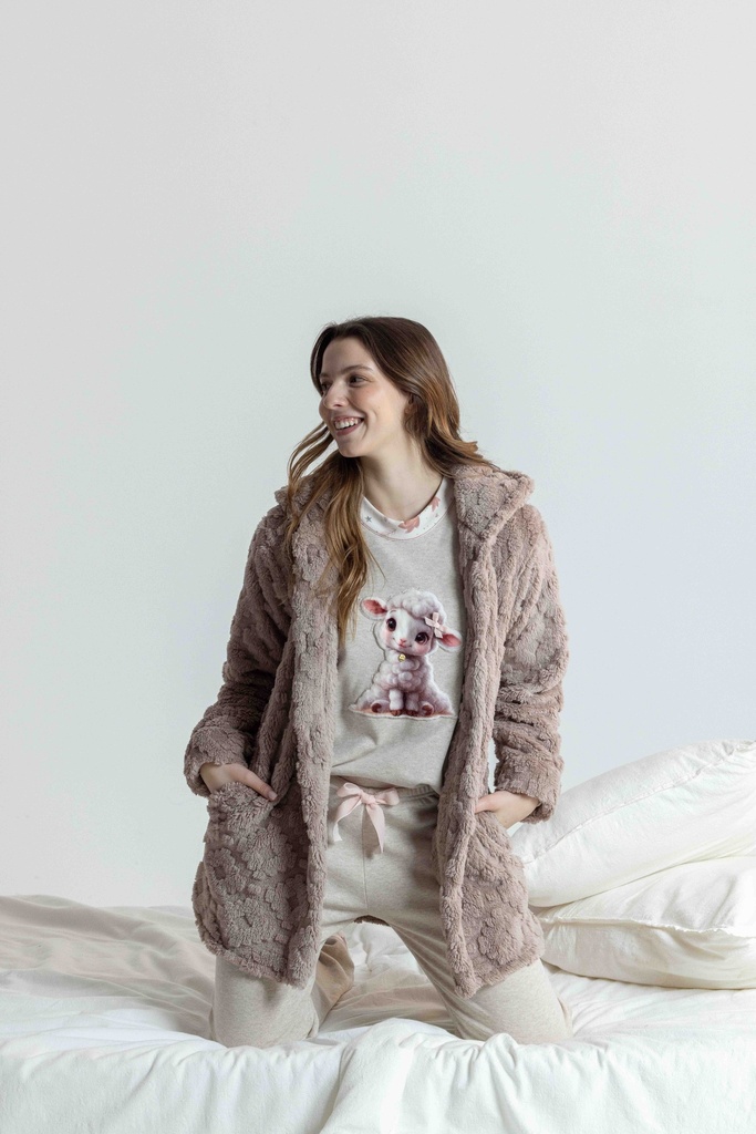 Peignoir long et doux dame MIRA 9140MW - Taupe 07
