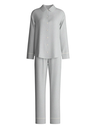 Pyjama dame long boutonné 100% coton CALIDA "Flannel Dreams" 46856 - Pearl Blue 542