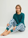 Pyjama long dame poignets resserés CALIDA "Midnight Flowers" 40059 - Dark petrol 520