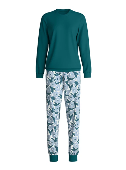 Pyjama long dame poignets resserés CALIDA "Midnight Flowers" 40059 - Dark petrol 520
