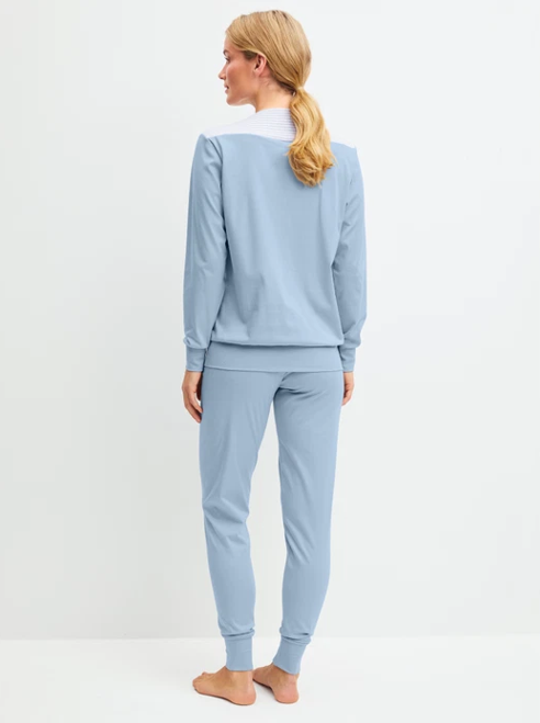 Pyjama long dame poignets resserés 100% coton CALIDA "Soulmate" 40591 - Dusty Grey 982