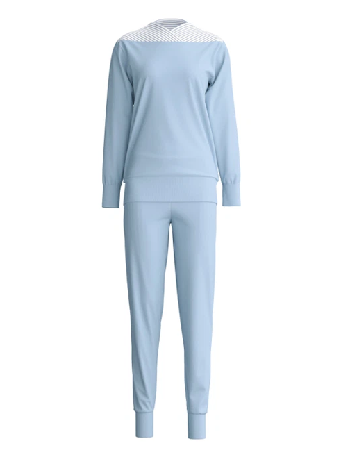 Pyjama long dame poignets resserés 100% coton CALIDA "Soulmate" 40591 - Dusty Grey 982