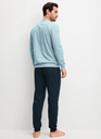 Pyjama long homme avec bords resserés 100% coton CALIDA "Relax Imprint" 47687 - Tourmaline blue 547