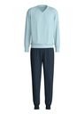 Pyjama long homme avec bords resserés 100% coton CALIDA "Relax Imprint" 47687 - Tourmaline blue 547