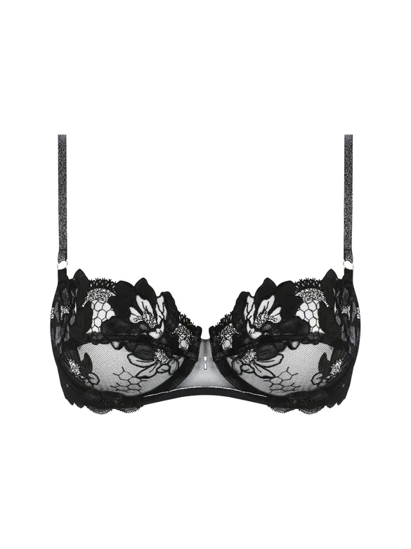 Soutien-gorge avec armatures corbeille LISE CHARMEL "Cuir Sexy Couture" ACM3005 - Noir Argent 8163
