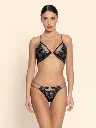 Soutien-gorge sans armatures LISE CHARMEL "Cuir Sexy Couture" ACM6505 - Noir Argent 8163