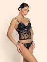 Porte-jarretelles serre-taille LISE CHARMEL "Cuir Sexy Couture" ACM4805 - Noir Argent 8163