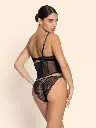 Porte-jarretelles serre-taille LISE CHARMEL "Cuir Sexy Couture" ACM4805 - Noir Argent 8163