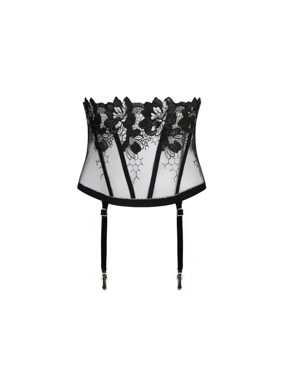 Porte-jarretelles serre-taille LISE CHARMEL "Cuir Sexy Couture" ACM4805 - Noir Argent 8163