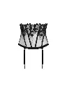 Porte-jarretelles serre-taille LISE CHARMEL "Cuir Sexy Couture" ACM4805 - Noir Argent 8163