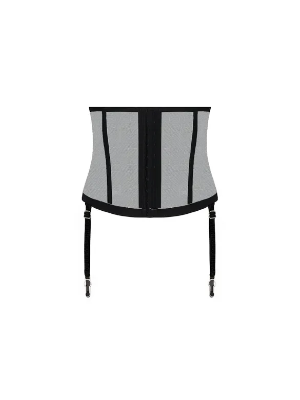 Porte-jarretelles serre-taille LISE CHARMEL "Cuir Sexy Couture" ACM4805 - Noir Argent 8163