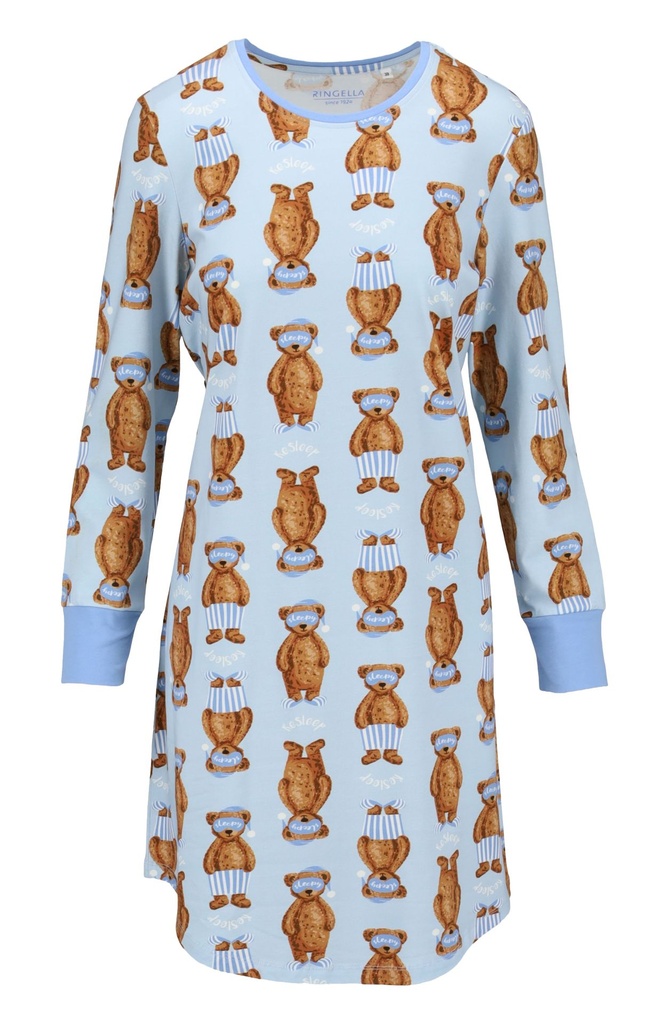 Chemise de nuit dame 95% coton RINGELLA "Ours en Peluche" 6511015 - Bleu 220
