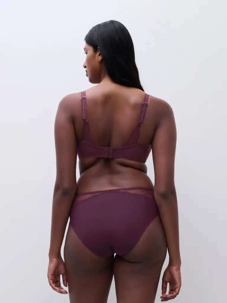 Soutien-gorge armatures enveloppant CHANTELLE "Illusion" C1B4M0 - Aubergine Lurex E63