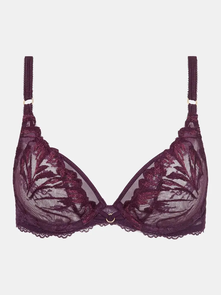 Soutien-gorge armatures enveloppant CHANTELLE "Illusion" C1B4M0 - Aubergine Lurex E63