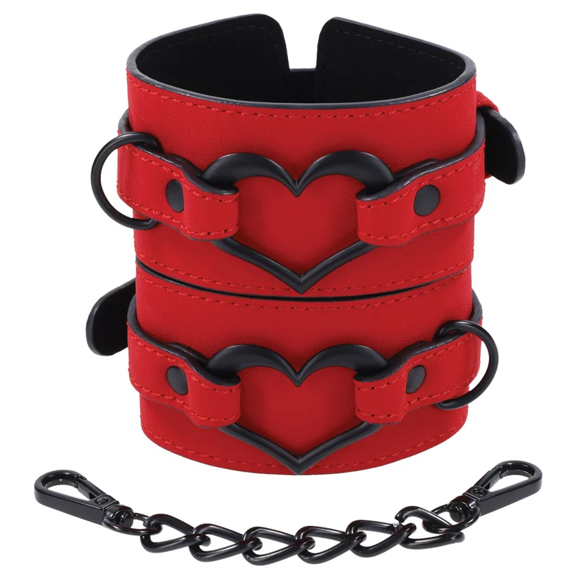 Menottes ajustables cuir synthétique rouge SPORTSHEETS - SEX & MISCHIEF "Amor Handcuffs" 106128
