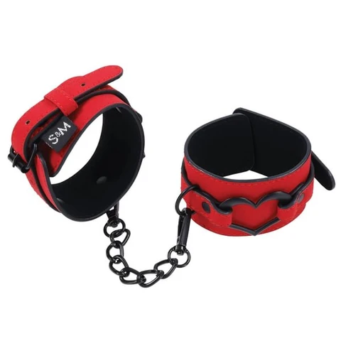 Menottes ajustables cuir synthétique rouge SPORTSHEETS - SEX & MISCHIEF "Amor Handcuffs" 106128