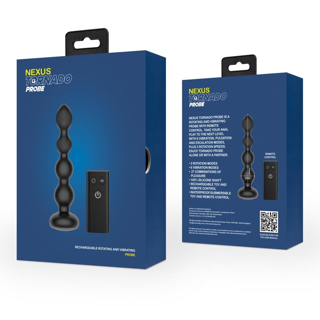 Chaine anale vibrante télécommandée NEXUS "Tornado Probe" Standard 304745 - Noir
