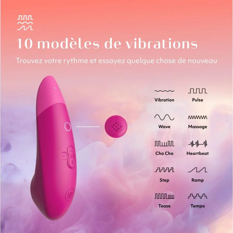 Stimulateur clitoridien à ondes de pression d'air WOMANIZER "Enhance" - Vibrant Pink