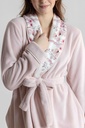 Peignoir long et doux dame "Fleurs" MIRA 9143MW - Rose 02