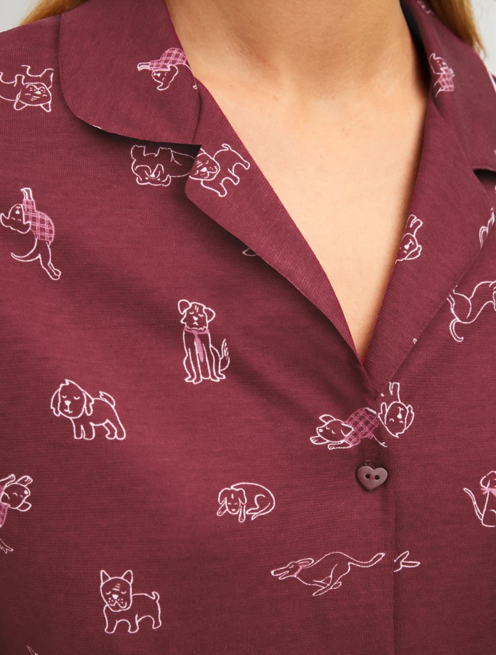 Pyjama long dame 100% Coton CALIDA "Family & Friends" 40098 - Mars Red 116