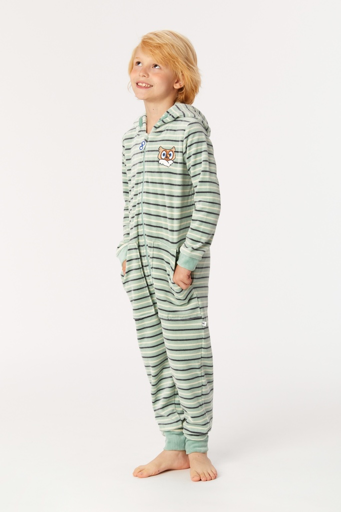 Pyjama long unisexe enfant WOODY 222-1-PLS-S - Bleu denim et rayé 819