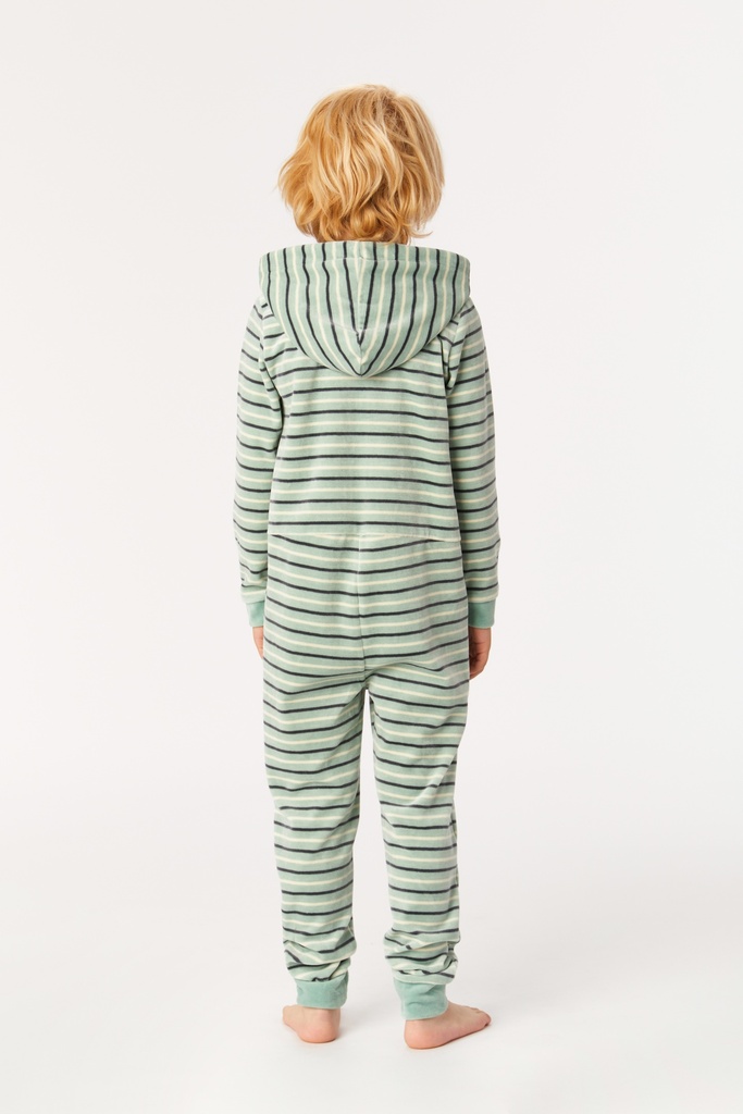 Pyjama long unisexe enfant WOODY 222-1-PLS-S - Bleu denim et rayé 819