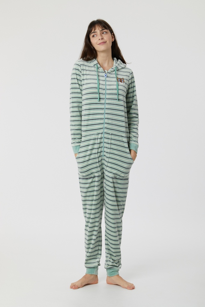 Pyjama unisexe adulte WOODY 222-1-PLS-S - Bleu denim et rayé 819