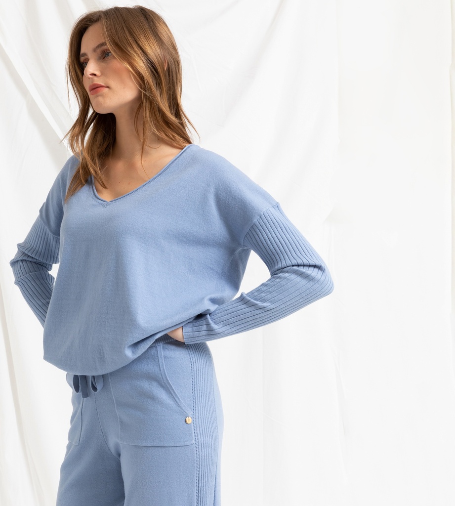 Pyjama femme WOODY 222-5-MHG-H + 222-5-MHD-H - Bleu 862