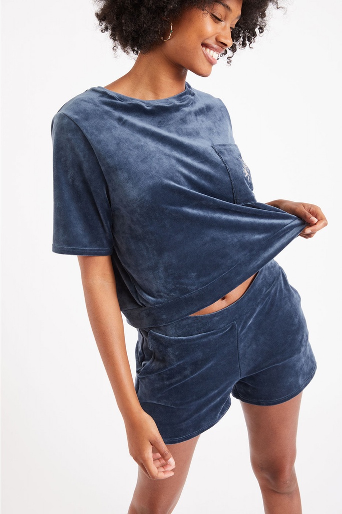 Homewear t-shirt & short en velours BANANA MOON "Sealake" Chloé & Scotty - Bleu HKC84
